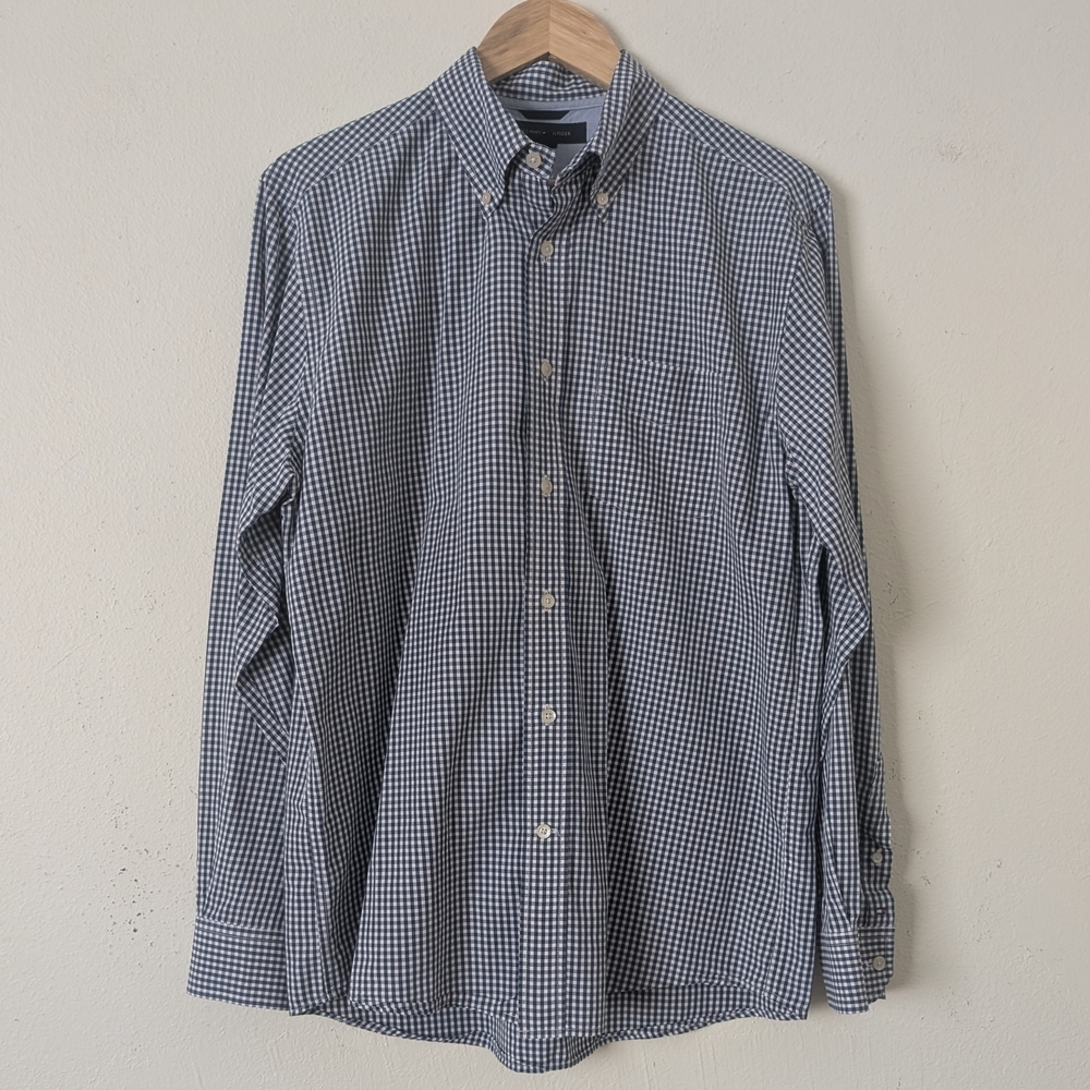 Tommy Hilfiger Navy Checkered Button Down Shirt